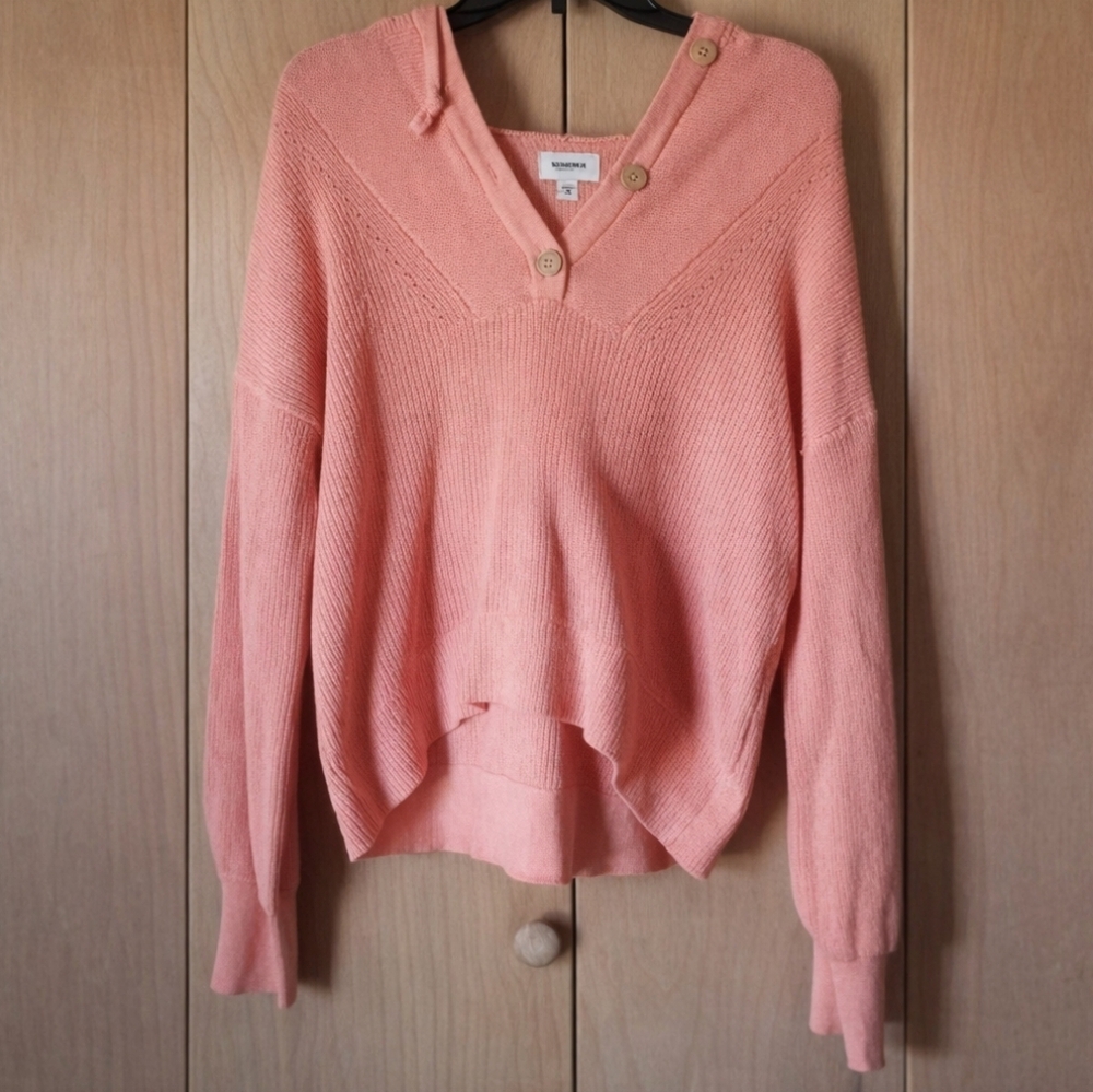 Sonoma Hooded V-Neck Button Pullover Sweater